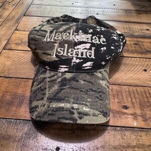 J Hats Mackinac Island Baseball Cap Mens One Size Camo Embroidered Souvenir Hat